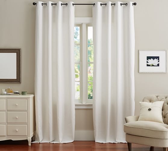 Emery Linen Grommet Drape With Blackout 50 X 84 White Pottery