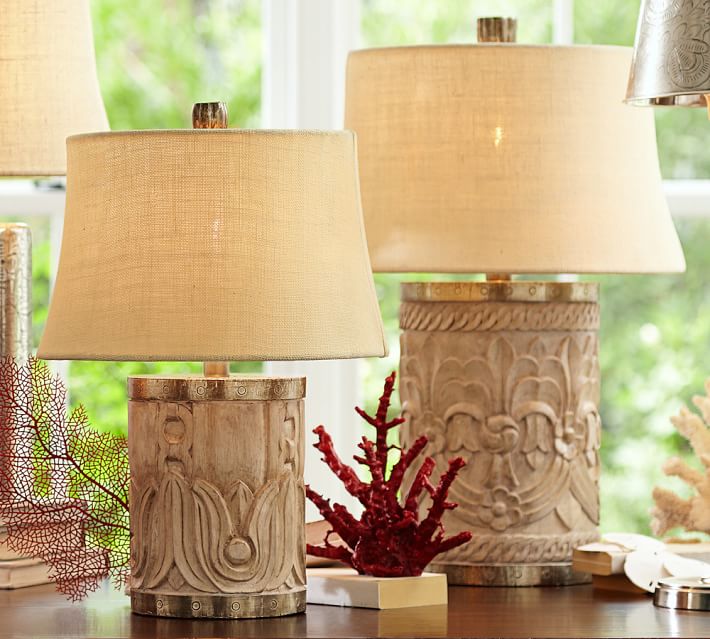 Rowan Carved Wood Table Lamp Bases Pottery Barn