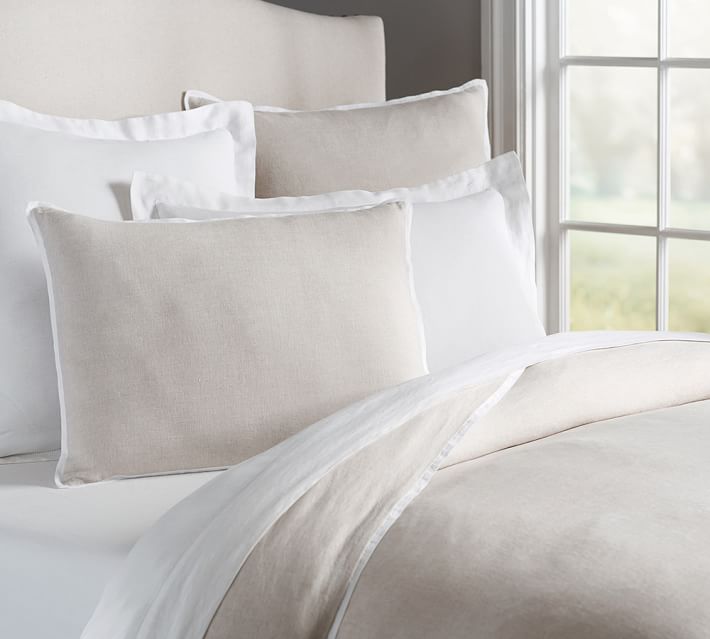 Belgian Flax Linen Contrast Duvet Cover Sham Pottery Barn