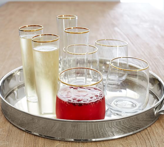 Gold Rim Stemless Champagne Flute Set of 6 Pottery Barn