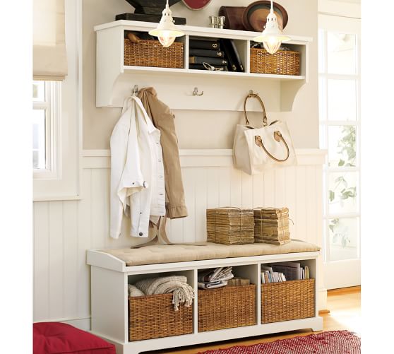 Samantha Entryway Bench & Shelf, Antique White Pottery Barn
