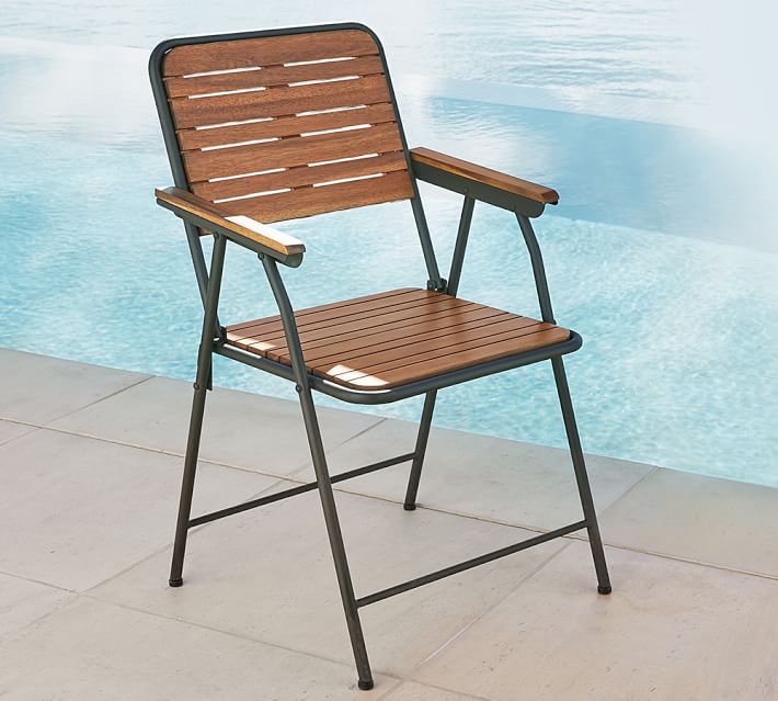 Tolland Metal Wood Folding Chair Pottery Barn