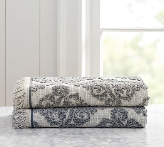 Isella Jacquard Bath Towels Pottery Barn