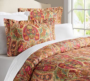 Red Rosalie Paisley Patterned Duvet Cover Sham Pottery 