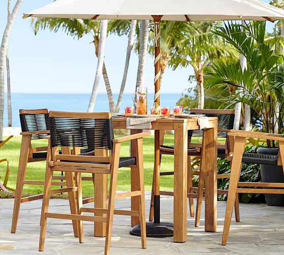 Madera Teak Bar Table & Bar Stools Set Pottery Barn