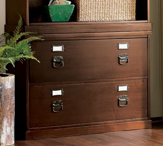 brown bedford 2-drawer lateral filing cabinet | pottery barn