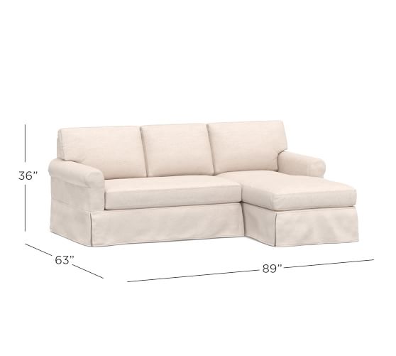 York Roll Arm Slipcovered Sofa with Chaise Sectional Pottery Barn