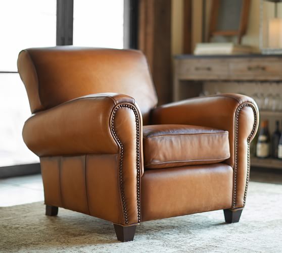 Manhattan Leather Armchair With Nailheads Pottery Barn