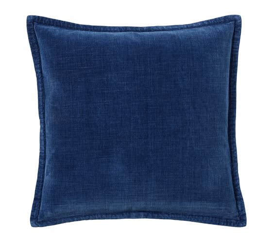 Washed Velvet Pillow Cover - Indigo