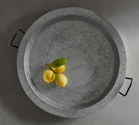 Galvanized Metal Round Tray Pottery Barn