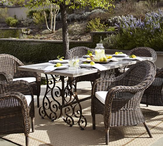 Rosalie ConcreteTop Rectangular Dining Table & Torrey RollArm Chair