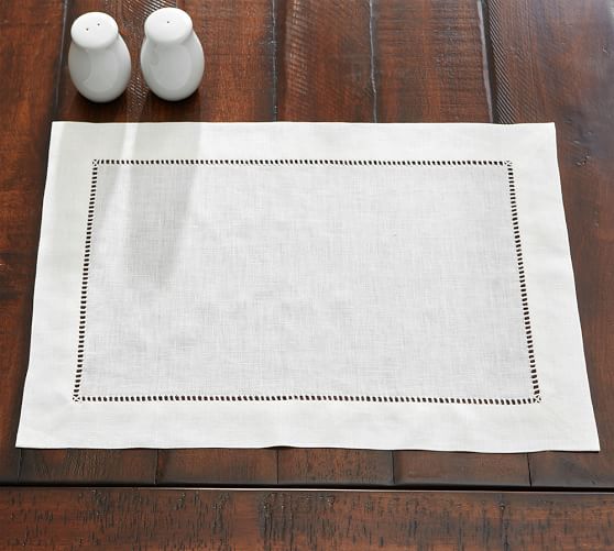 PB Classic Linen Hemstitch Napkin & Placemat, Set of 4 Pottery Barn