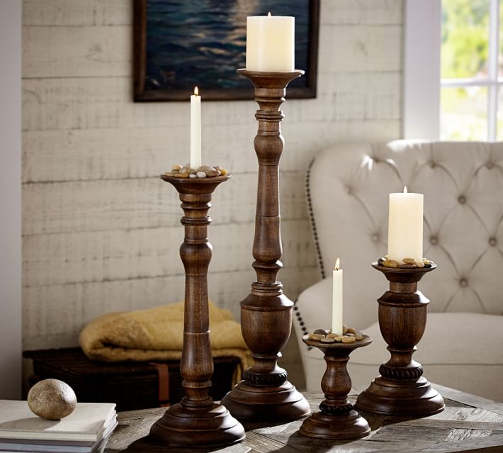 Oxford Turned Wood Candleholders Pottery Barn
