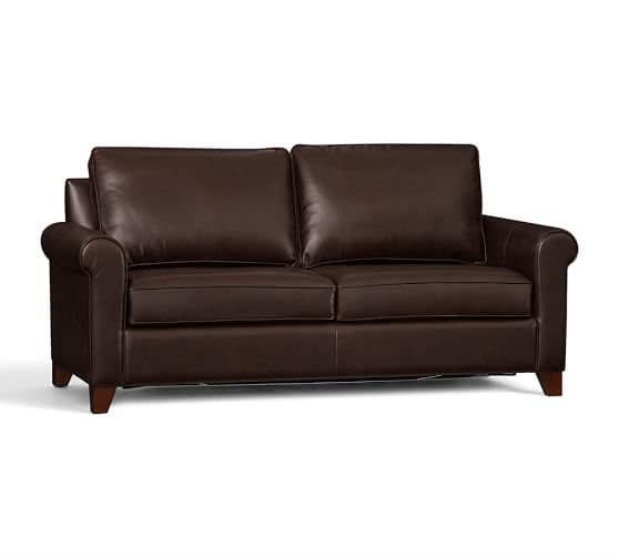 Cameron Roll Arm Leather Sleeper Sofa Bed Pottery Barn