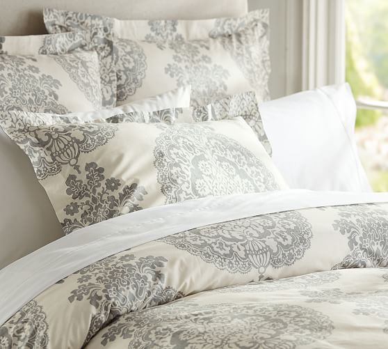 Lucianna Medallion Percale Patterned Duvet Cover & Sham Pottery Barn