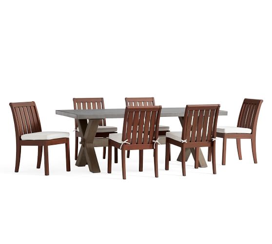 Abbott Brown XBase Rectangular Table & Chatham Chair Dining Set Pottery Barn