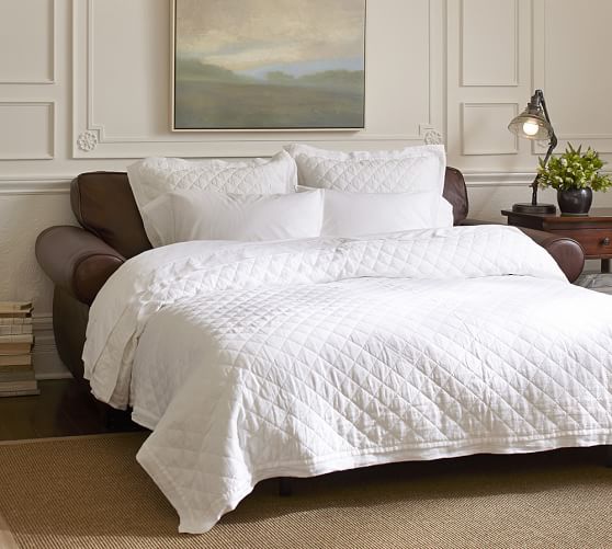 Pearce Roll Arm Leather Deluxe Sleeper Sofa Pottery Barn