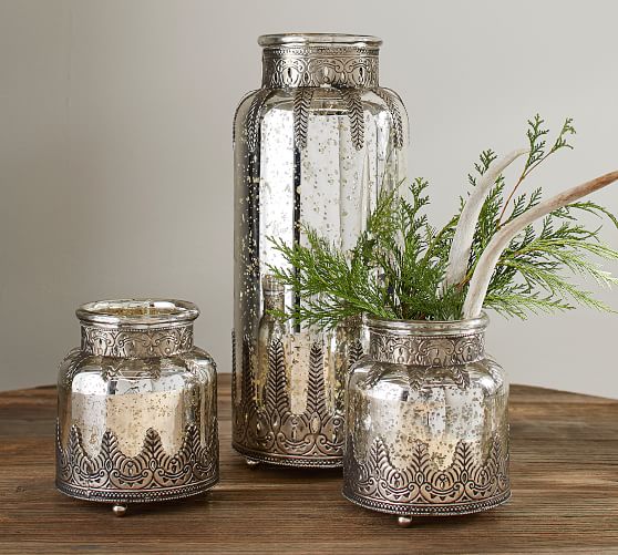 Madeline Mercury Glass and Metal Vases Pottery Barn