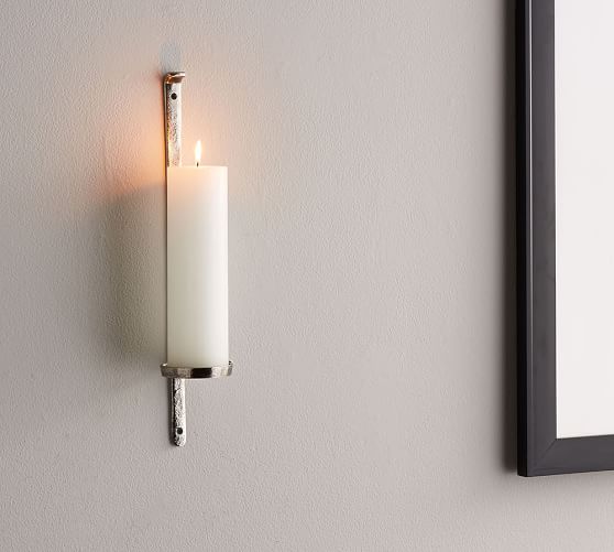 Artisanal WallMount Candle Holder Silver Pottery Barn