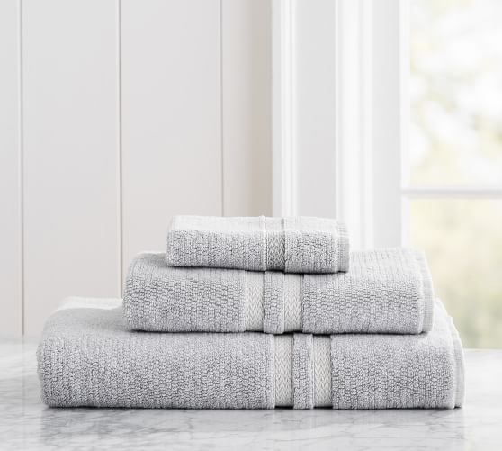 Heathered Hydrocotton Bath Towel Light Gray Pottery Barn