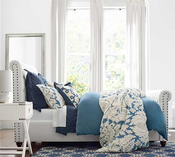 Indigo Blue Scroll Tile Rug Patterned Rugs Pottery Barn