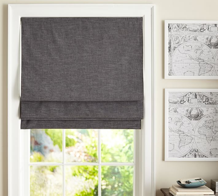 Emery LinenCotton Cordless Roman Shade Charcoal Stunning Roman Shades Bedroom Style Collection Emery LinenCotton Cordless Roman Shade Charcoal Stunning Roman Shades Bedroom Style Collection