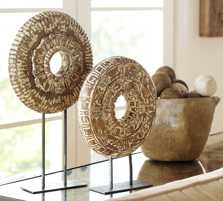 Wooden Medallion On A Stand Pottery Barn