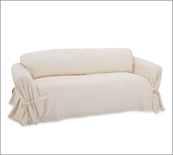 Tie Arm Loose Fit Slipcover Twill Pottery Barn