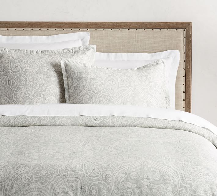 Gray Vanessa Printed Tencel Patterned Duvet Cover Sham Pottery Barn