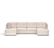 Deep Seat Living Room Furniture Pottery Barn Burnett Upholstered 6 Piece Double Chaise Sectional