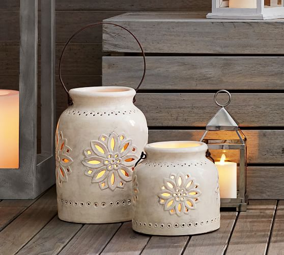 Punched Ceramic Lanterns Pottery Barn