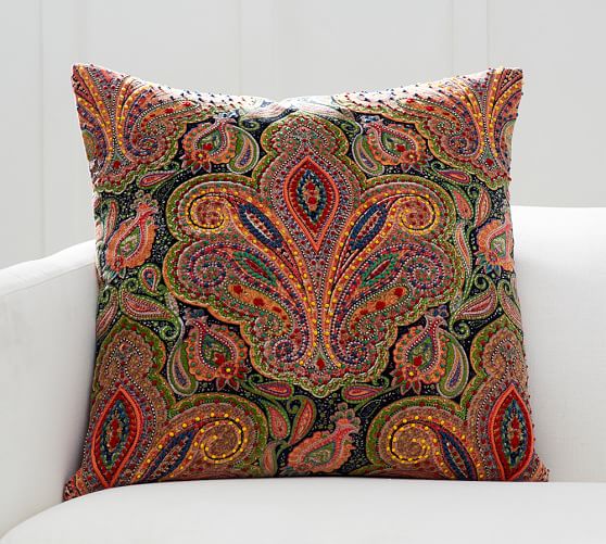 Natasha Embellished Paisley Decorative Pillow Cover Pottery Barn