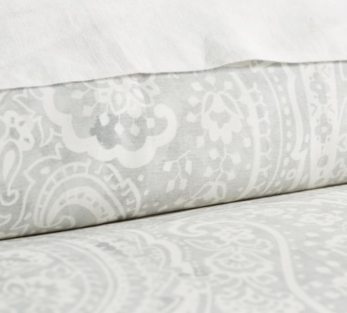 Gray Vanessa Printed Tencel Patterned Duvet Cover Sham Pottery Barn