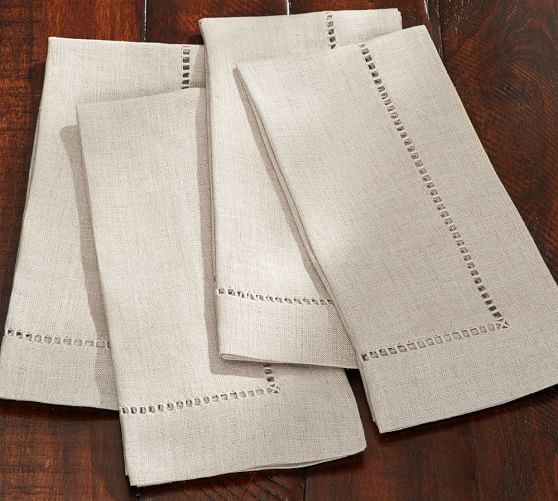 PB Classic Linen Hemstitch Napkin & Placemat, Set of 4 Pottery Barn