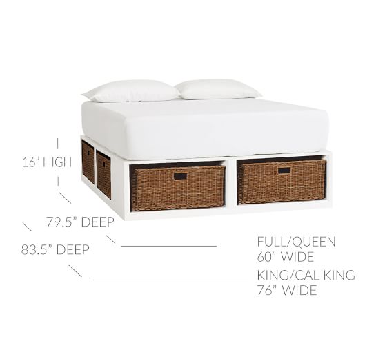 Stratton Storage Platform Bed With Baskets Wooden Beds Pottery