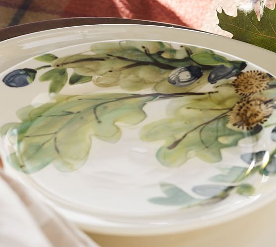 Watercolor Autumn Leaves Salad Plate, Set of 4 - Assorted | Pottery Barn