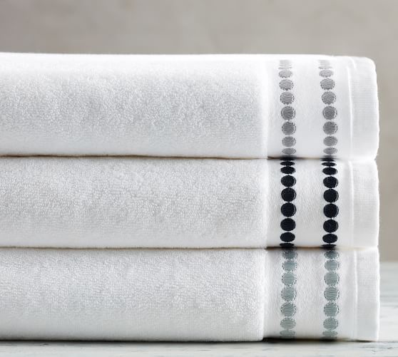 Pearl Embroidered Organic Bath Towel Black Pottery Barn