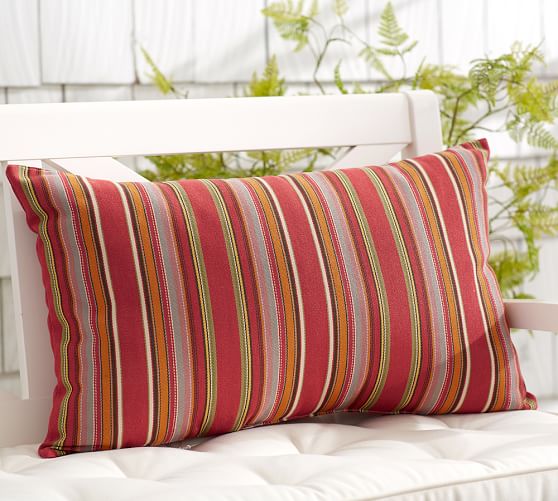 Multi Rustic Striped Indoor/Outdoor Lumbar Pillow Pottery Barn