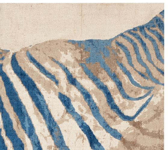 Printed Zebra Rug Blue Pottery Barn