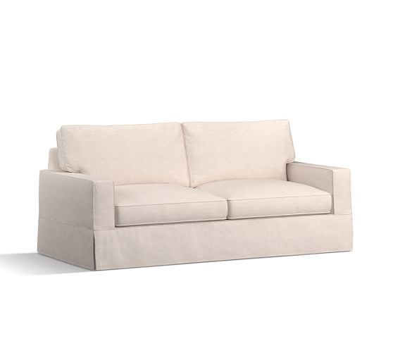 Pb Comfort Square Arm Slipcovered Sleeper Sofa With Memory Foam Mattress