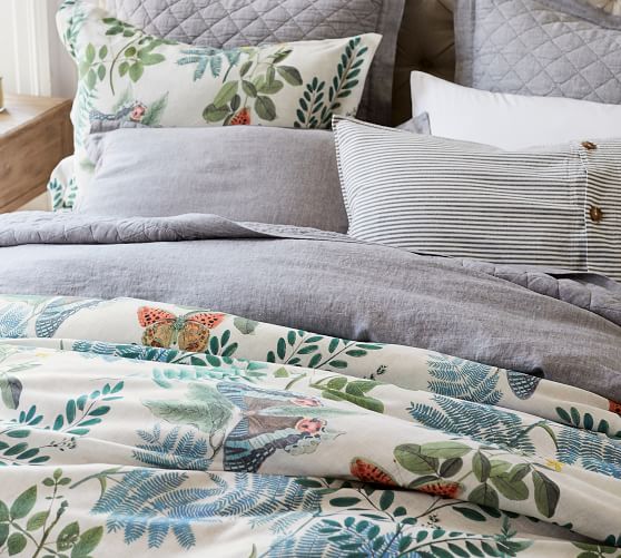 Victoria Botanical Print Duvet Cover & Sham Pottery Barn