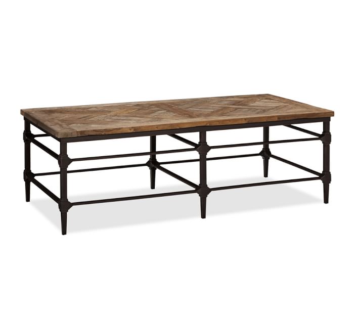 Parquet Reclaimed Wood Rectangular Coffee Table Pottery Barn