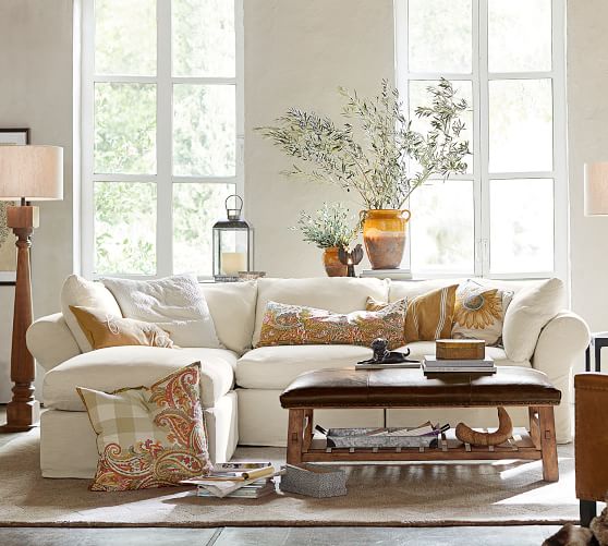 Pb Air Slipcovered 4 Piece Sofa With Chaise Sectional