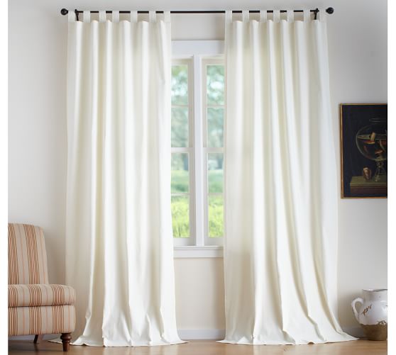 Textured Cotton Tab Top Drape 50 X 96 Navy Pottery Barn