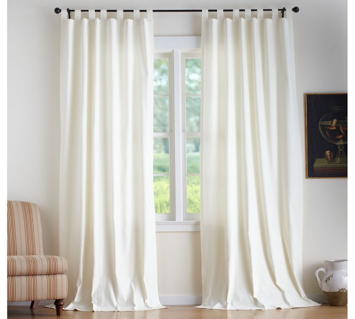 Textured Cotton Tab Top Curtain Pottery Barn