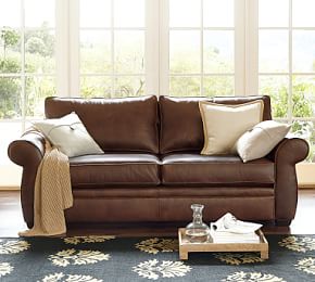 leather pottery barn sofa pearce roll furniture arm sofas potterybarn friends piece decor living wedge sectional deluxe memorial couch sleeper
