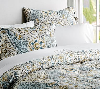 Angie Floral Reversible Comforter & Shams - Blue | Pottery ...
