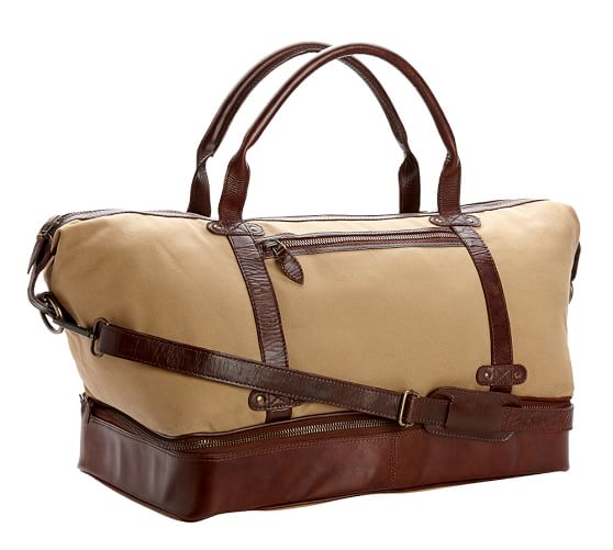 Saddle Leather & Canvas Weekender Bag Pottery Barn