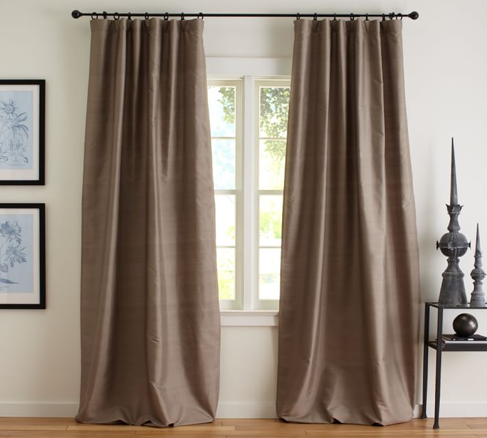 Dupioni Silk Pole Pocket Curtain Brownstone Pottery Barn