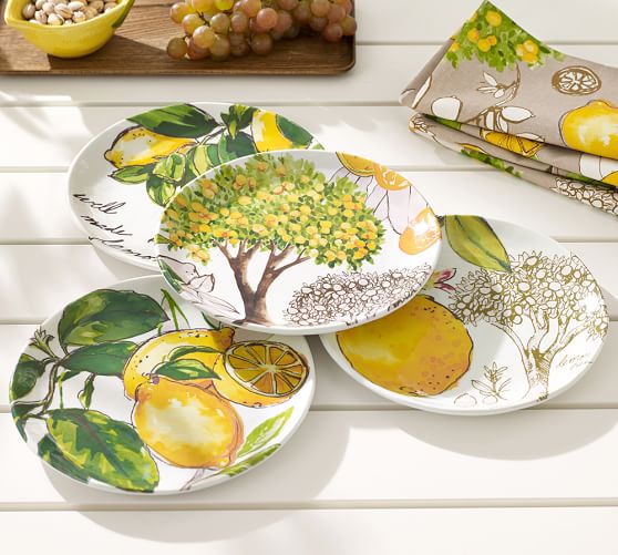 Lemon Melamine Salad Plate, Mixed set of 4 Pottery Barn
